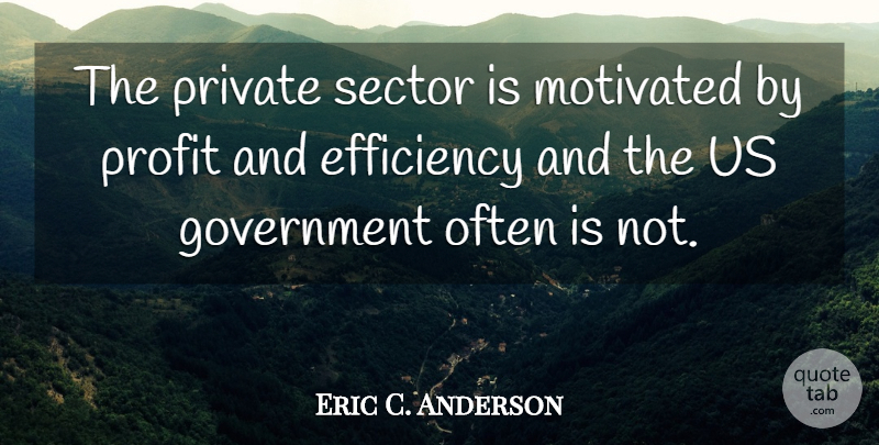 Eric C. Anderson Quote About American Scientist, Government, Motivated, Private, Profit: The Private Sector Is Motivated...