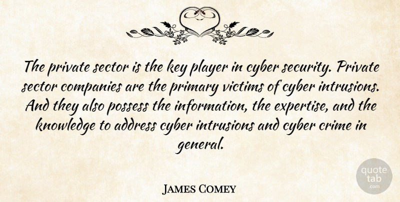 James Comey Quote About Address, Companies, Cyber, Key, Knowledge: The Private Sector Is The...