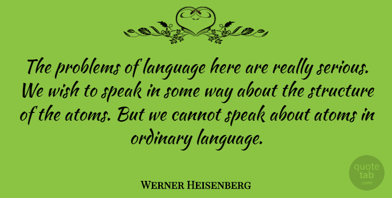 Werner Heisenberg Quote About Wish, Ordinary, Atoms: The Problems Of Language Here...
