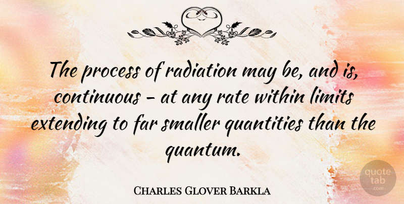 Charles Glover Barkla Quote About Continuous, Extending, Far, Quantities, Radiation: The Process Of Radiation May...