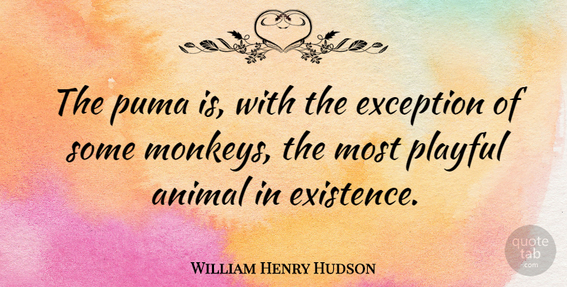 William Henry Hudson Quote About Animal, Monkeys, Existence: The Puma Is With The...
