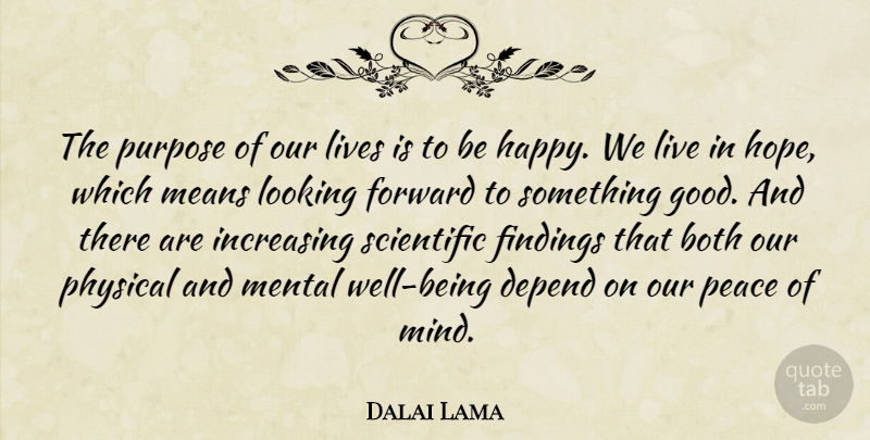 Dalai Lama Quote About Mean, Mind, Purpose: The Purpose Of Our Lives...