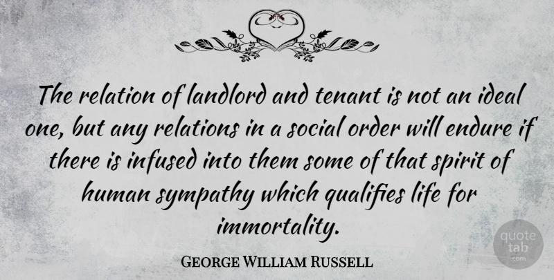 George William Russell Quote About Endure, Human, Ideal, Landlord, Life: The Relation Of Landlord And...