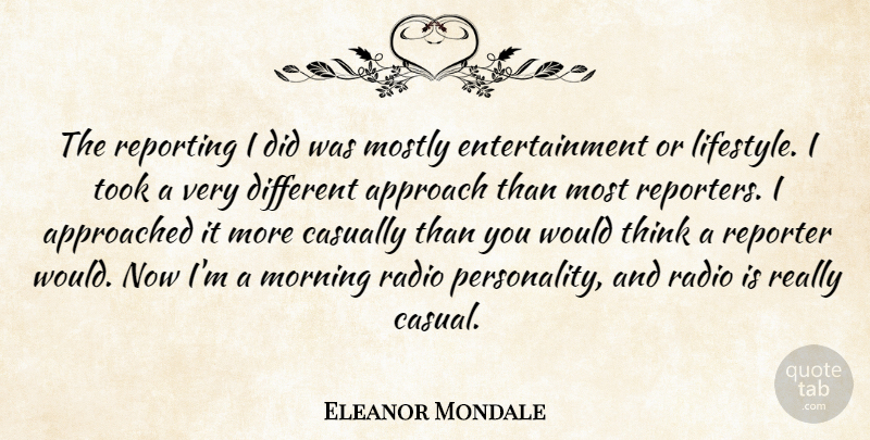 Eleanor Mondale Quote About Morning, Thinking, Personality: The Reporting I Did Was...