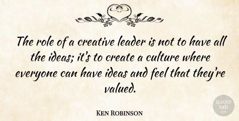 Ken Robinson Quote About Ideas, Creative, Leader: The Role Of A Creative...