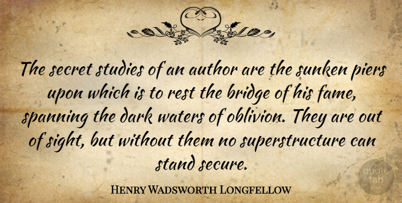Henry Wadsworth Longfellow Quote About Dark, Sight, Bridges: The Secret Studies Of An...