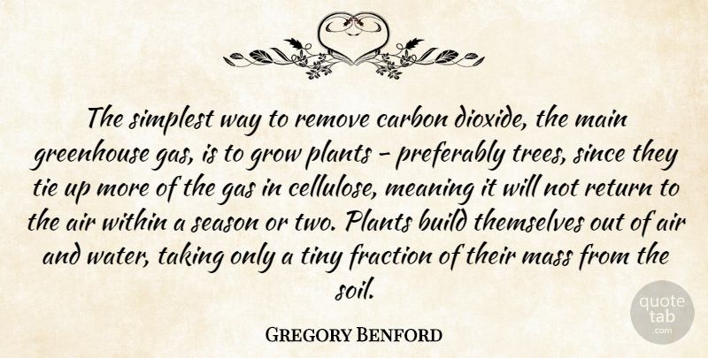 Gregory Benford Quote About Air, Build, Carbon, Fraction, Gas: The Simplest Way To Remove...