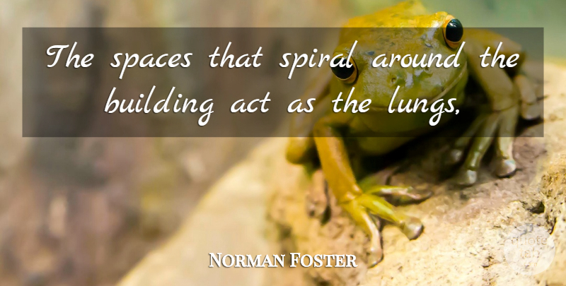 Norman Foster Quote About Act, Building, Spaces, Spiral: The Spaces That Spiral Around...