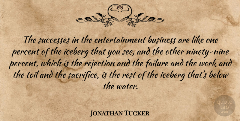 Jonathan Tucker Quote About Sacrifice, Ninety Nine, Water: The Successes In The Entertainment...