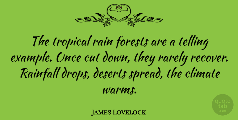 James Lovelock Quote About Rain, Cutting, Desert: The Tropical Rain Forests Are...