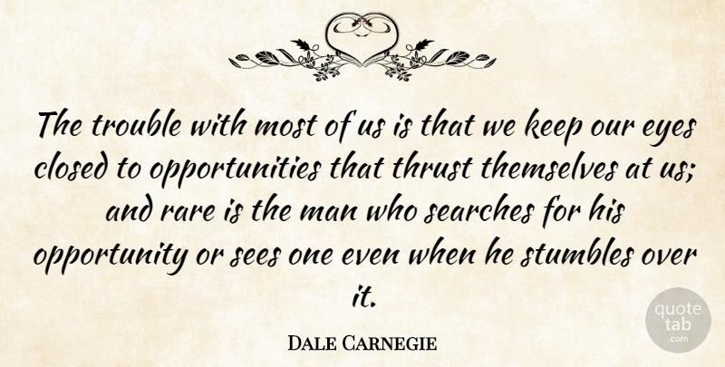 Dale Carnegie Quote About Eye, Opportunity, Men: The Trouble With Most Of...