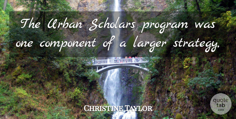 Christine Taylor Quote About Component, Larger, Program, Scholars, Urban: The Urban Scholars Program Was...