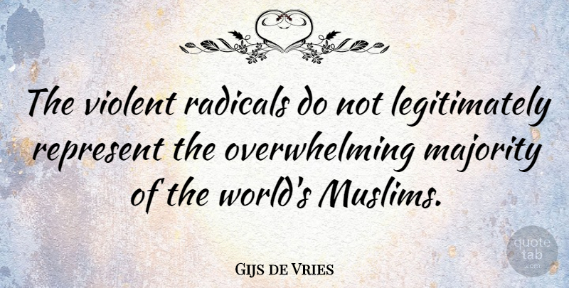 Gijs de Vries Quote About World, Majority, Violent: The Violent Radicals Do Not...