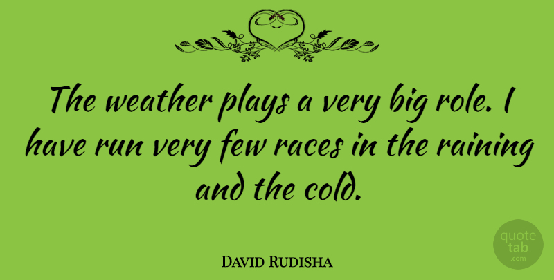David Rudisha Quote About Running, Rain, Play: The Weather Plays A Very...