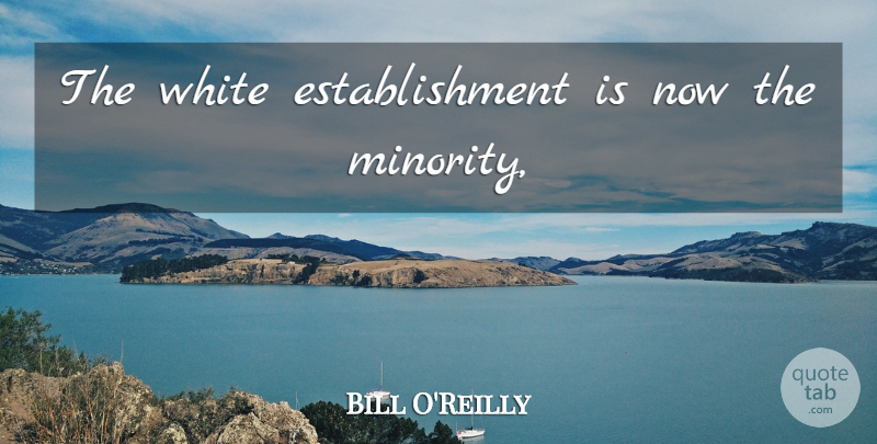 Bill O'Reilly Quote About White, Minorities, Establishment: The White Establishment Is Now...