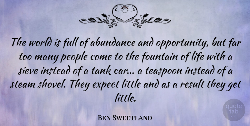 Ben Sweetland Quote About Abundance, Far, Fountain, Full, Instead: The World Is Full Of...