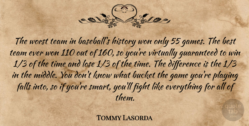 Tommy Lasorda Quote About Baseball, Smart, Team: The Worst Team In Baseballs...