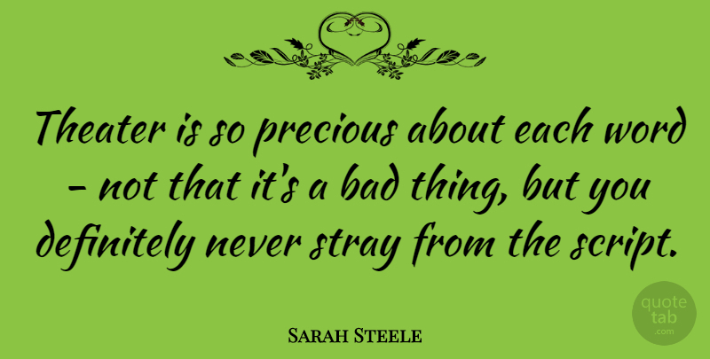 Sarah Steele Quote About Bad, Definitely, Stray: Theater Is So Precious About...