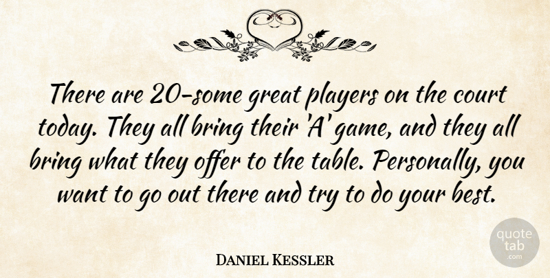 Daniel Kessler Quote About Bring, Court, Great, Offer, Players: There Are 20 Some Great...