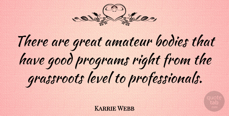 Karrie Webb Quote About Amateur, Bodies, Good, Grassroots, Great: There Are Great Amateur Bodies...