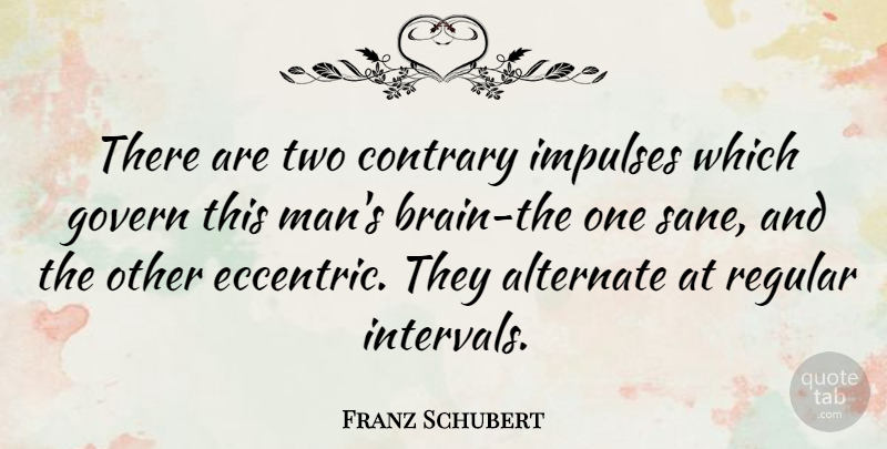 Franz Schubert Quote About Men, Two, Brain: There Are Two Contrary Impulses...