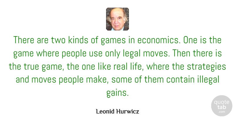 Leonid Hurwicz Quote About Contain, Games, Illegal, Kinds, Legal: There Are Two Kinds Of...
