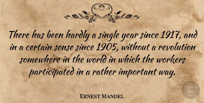 Ernest Mandel Quote About Years, Important, World: There Has Been Hardly A...