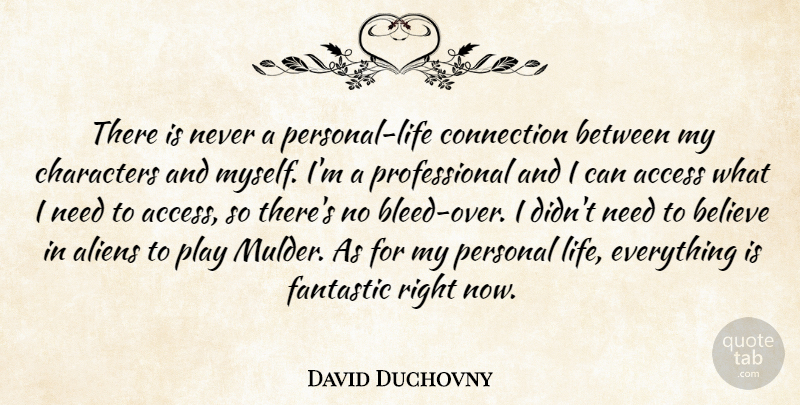 David Duchovny Quote About Believe, Character, Play: There Is Never A Personal...