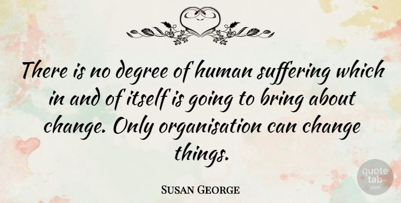 Susan George Quote About Suffering, Degrees, Organisation: There Is No Degree Of...