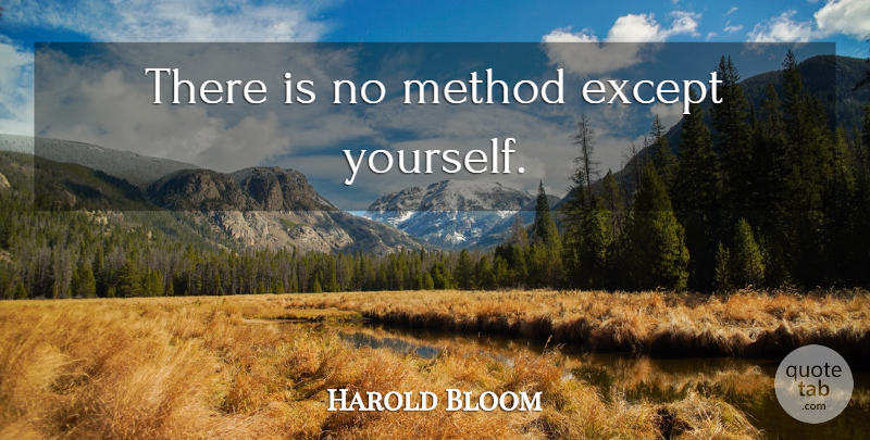 Harold Bloom Quote About Crafts, Method: There Is No Method Except...