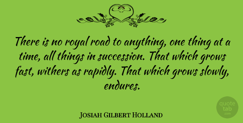 Josiah Gilbert Holland Quote About Grows, Royal, Withers: There Is No Royal Road...