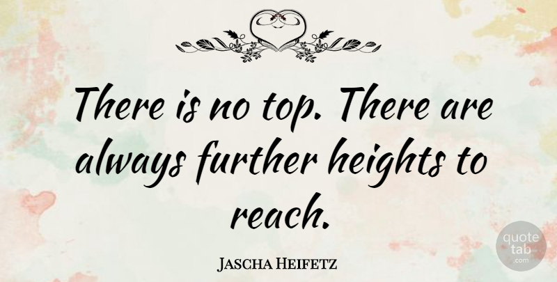 Jascha Heifetz Quote About Business, Height, Violinist: There Is No Top There...