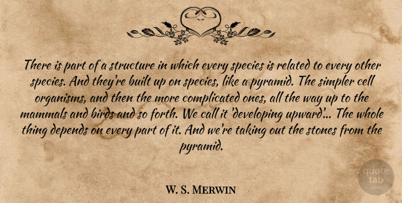 W. S. Merwin Quote About Cells, Pyramids, Bird: There Is Part Of A...