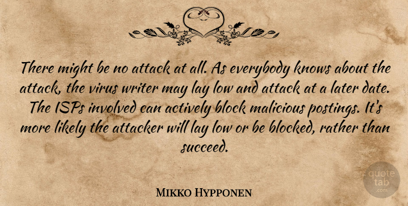 Mikko Hypponen Quote About Actively, Attack, Block, Everybody, Involved: There Might Be No Attack...