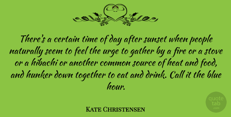 Kate Christensen Quote About Blue, Call, Certain, Common, Eat: Theres A Certain Time Of...