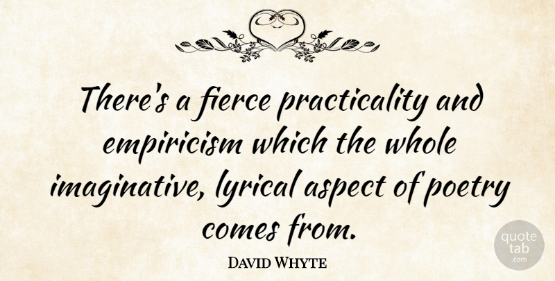 David Whyte Quote About Fierce, Lyrical, Aspect: Theres A Fierce Practicality And...