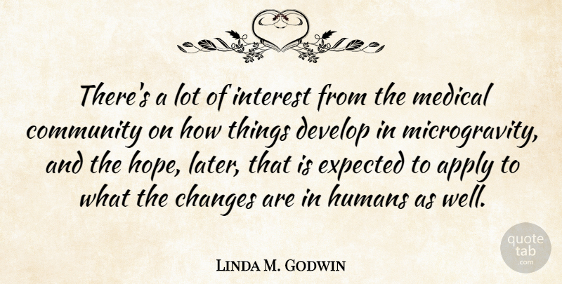 Linda M. Godwin Quote About Community, Medical, Interest: Theres A Lot Of Interest...
