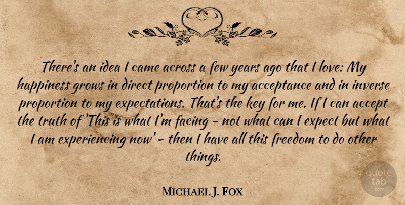 Michael J. Fox Quote About Success, Acceptance, Years: Theres An Idea I Came...