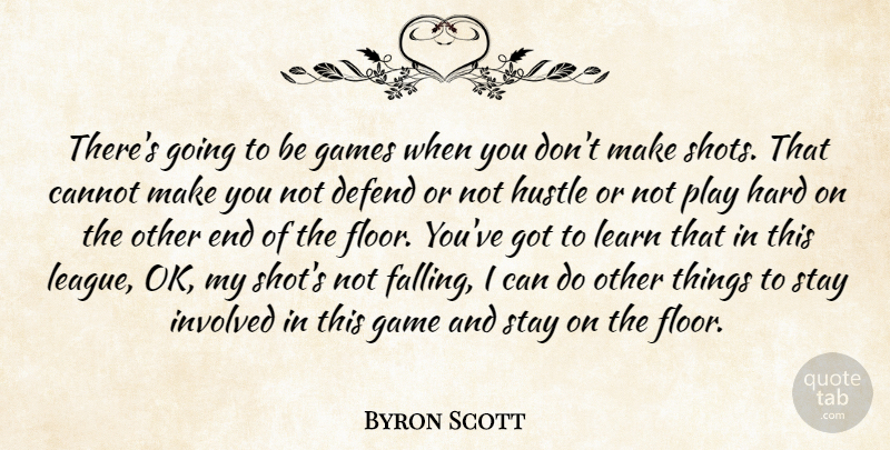 Byron Scott Quote About Cannot, Defend, Games, Hard, Hustle: Theres Going To Be Games...