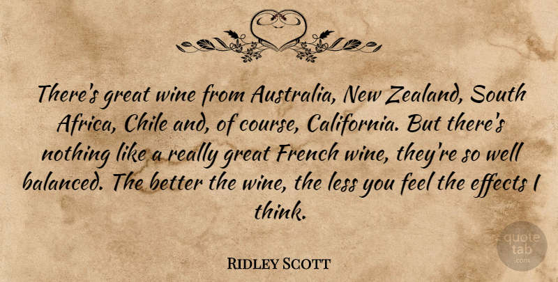 Ridley Scott Quote About Wine, Thinking, California: Theres Great Wine From Australia...