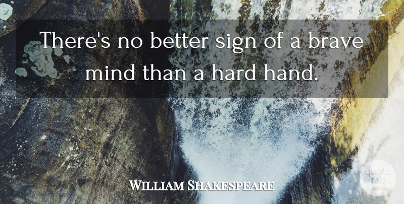 William Shakespeare Quote About Hands, Brave, Mind: Theres No Better Sign Of...