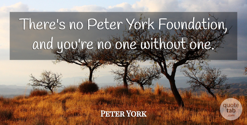 Peter York Quote About Foundation, Peter: Theres No Peter York Foundation...