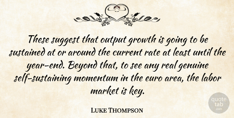 Luke Thompson Quote About Beyond, Current, Euro, Genuine, Growth: These Suggest That Output Growth...