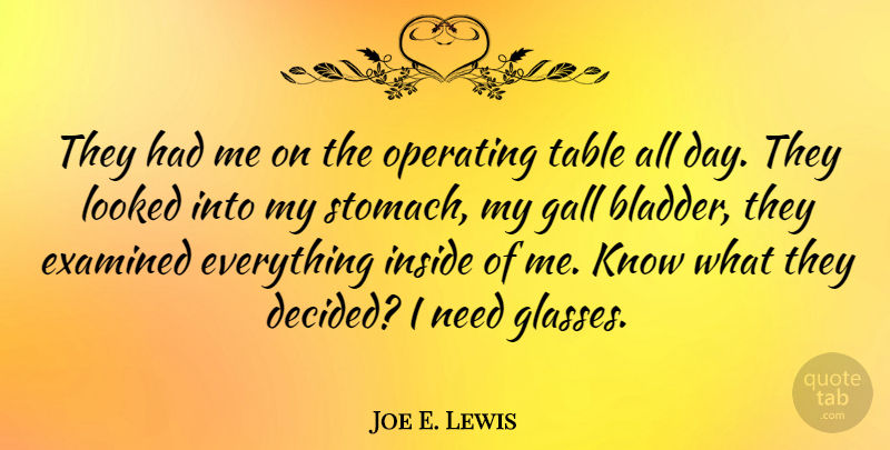 Joe E. Lewis Quote About Glasses, Tables, Needs: They Had Me On The...