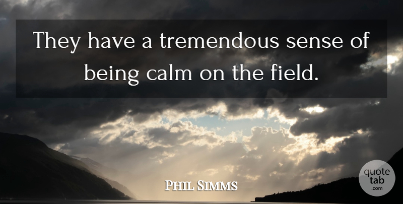 Phil Simms Quote About Calm, Tremendous: They Have A Tremendous Sense...
