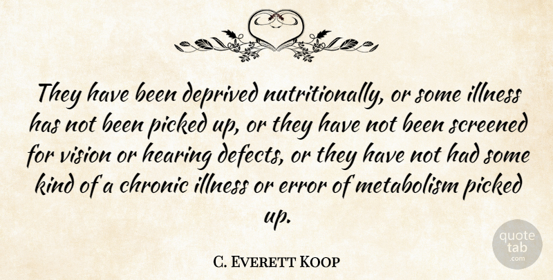 C. Everett Koop Quote About Chronic, Deprived, Error, Metabolism, Picked: They Have Been Deprived Nutritionally...