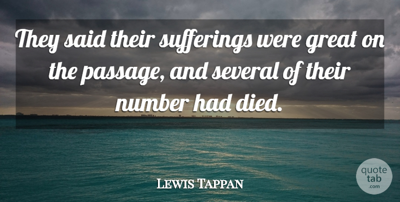 Lewis Tappan Quote About American Businessman, Great, Several, Sufferings: They Said Their Sufferings Were...