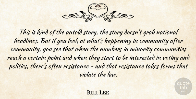 Bill Lee Quote About Certain, Community, Forms, Grab, Happening: This Is Kind Of The...