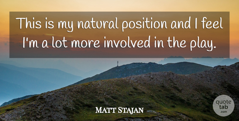 Matt Stajan Quote About Involved, Natural, Position: This Is My Natural Position...