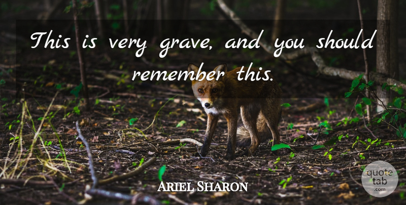 Ariel Sharon Quote About Remember: This Is Very Grave And...